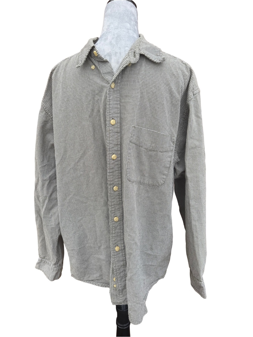 Vintage Eddie Bauer Green Check Shirt Mens Large Thrashed Grunge Gorpcore Casual